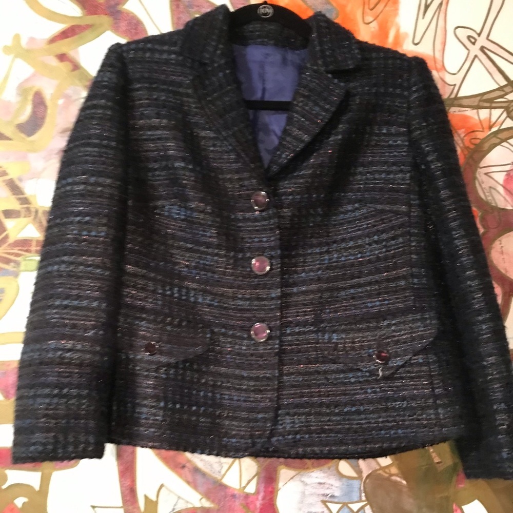 Escada wool blazer metallic detail m